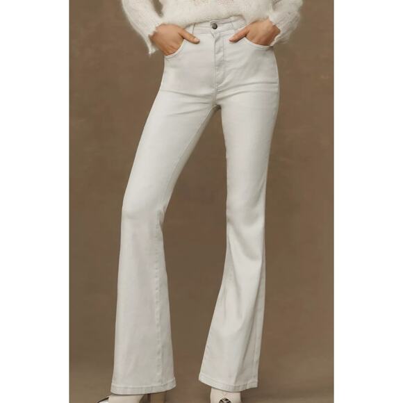 Anthropologie 25 white Pearlescent High-Rise Flare Jeans - Picture 1 of 7